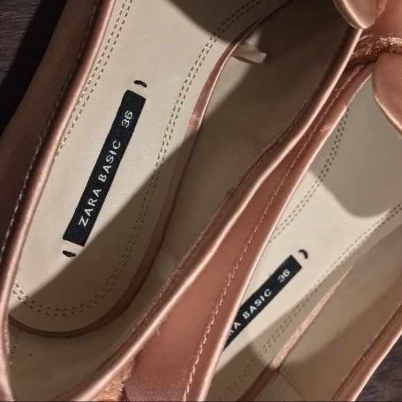 NEW Zara Pink Satin Frayed Loafers Flats - Picture 6 of 8